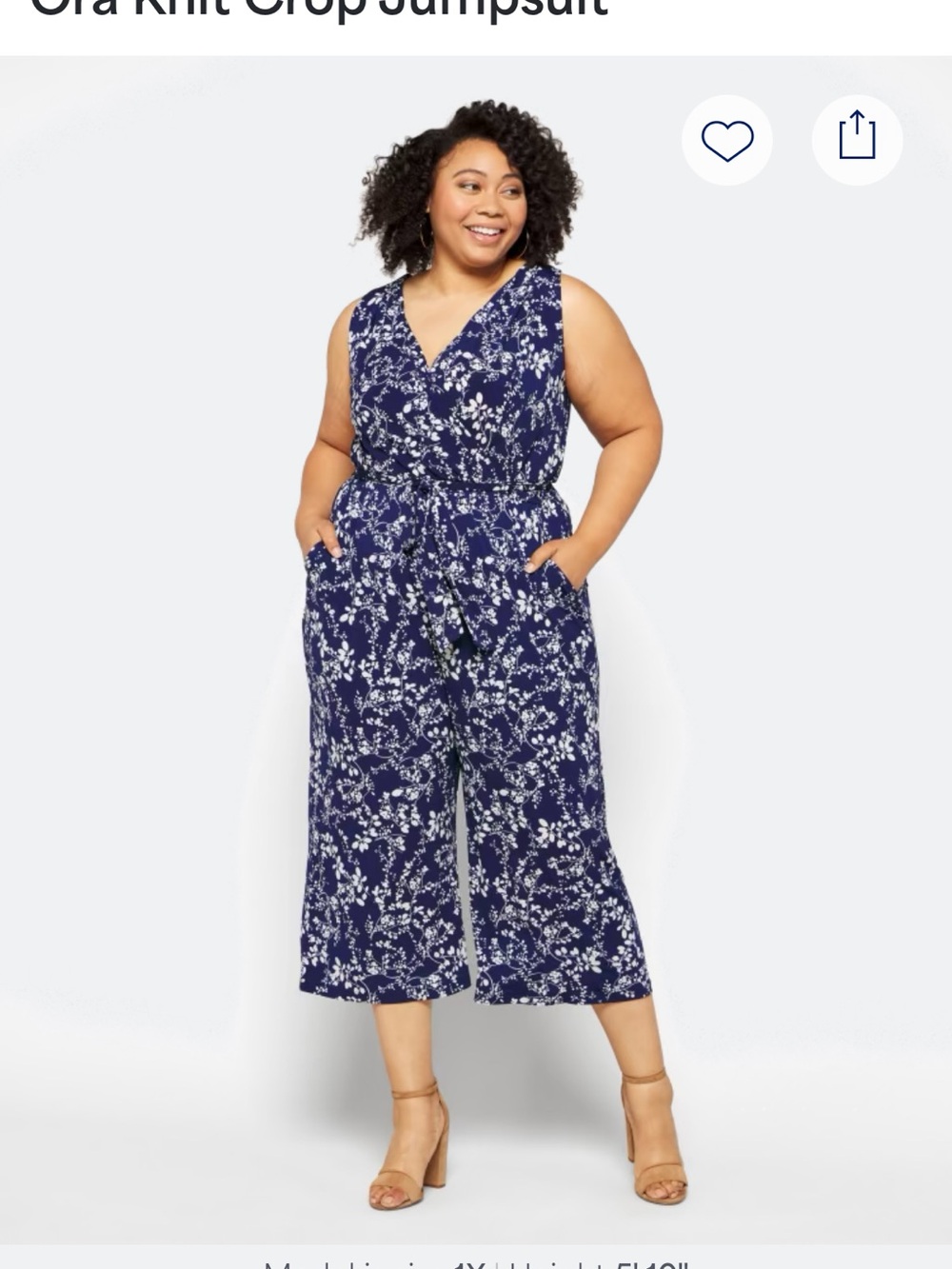 Kaileigh Navy Floral Cropped Jumpsuit